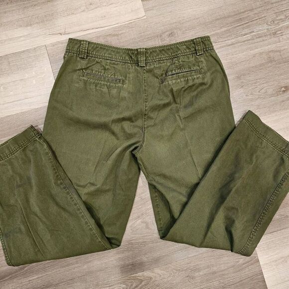 L.L.Bean Womens 16 Canvas Pants Olive Green - Picture 4 of 8